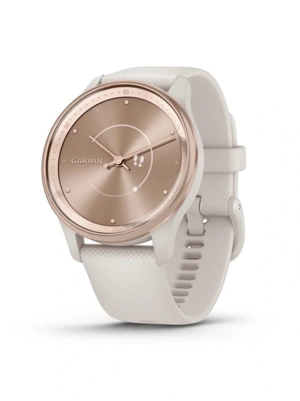 garmin vivomove Hybrid Smartwatch - White Band Silver Case